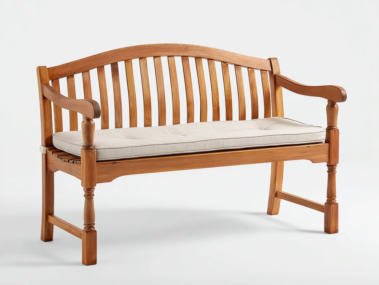 Panche da giardino - Legno-tessuto - 128 x 59 x 90 cm - Marrone naturale-Beige - Stile classico