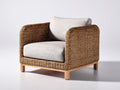 Poltrona da giardino - Vimini-Legno-Tessuto - 92 x 87 x 81 cm - Marrone chiaro-Beige - Stile contemporaneo