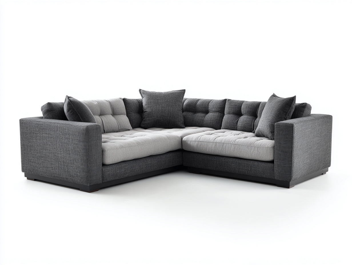 Divano angolare - Tessuto - 260 x 260 x 82 cm - Grigio antracite-Grigio chiaro - Design moderno