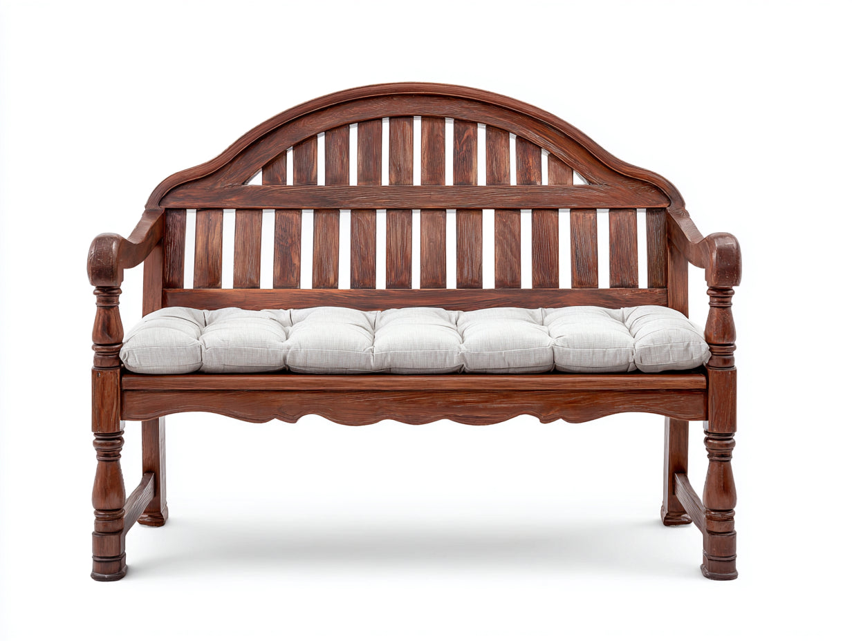 Panche da giardino - Legno-tessuto - 125 x 58 x 95 cm - Marrone scuro-Beige - Stile classico