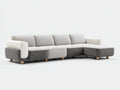 Divano angolare - Tessuto-legno - 315 x 170 x 82 cm - Beige-Grigio scuro-Bianco panna - Stile moderno