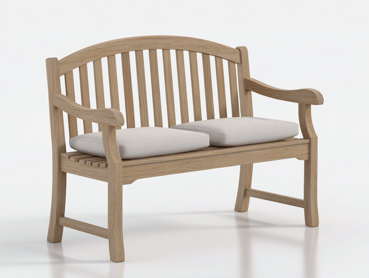 Panche da giardino - Legno - Tessuto - 122 x 58 x 89 cm - Marrone chiaro-Beige - Stile naturale