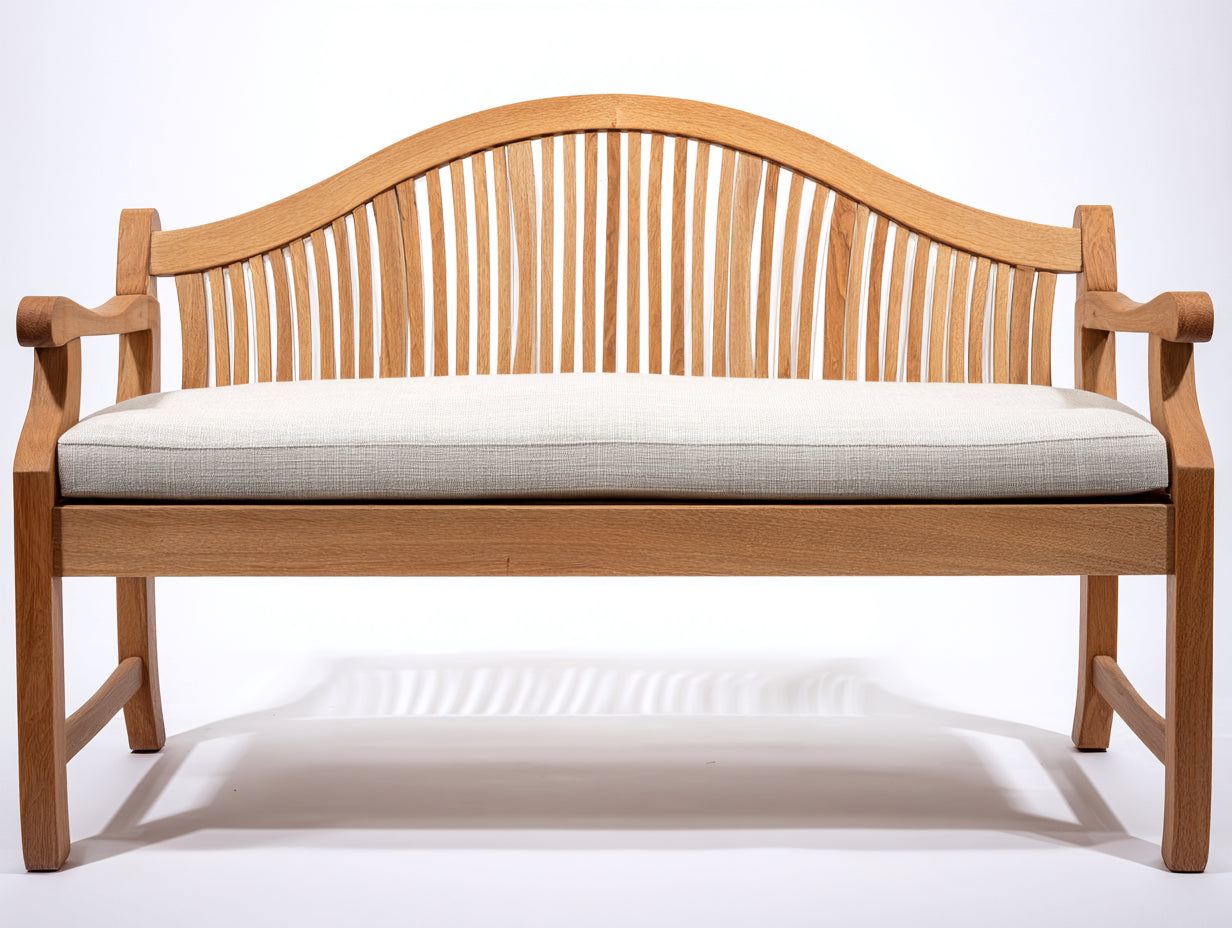 Panche da giardino - Legno - Tessuto - 130 x 60 x 92 cm - Marrone naturale-Beige - Stile classico