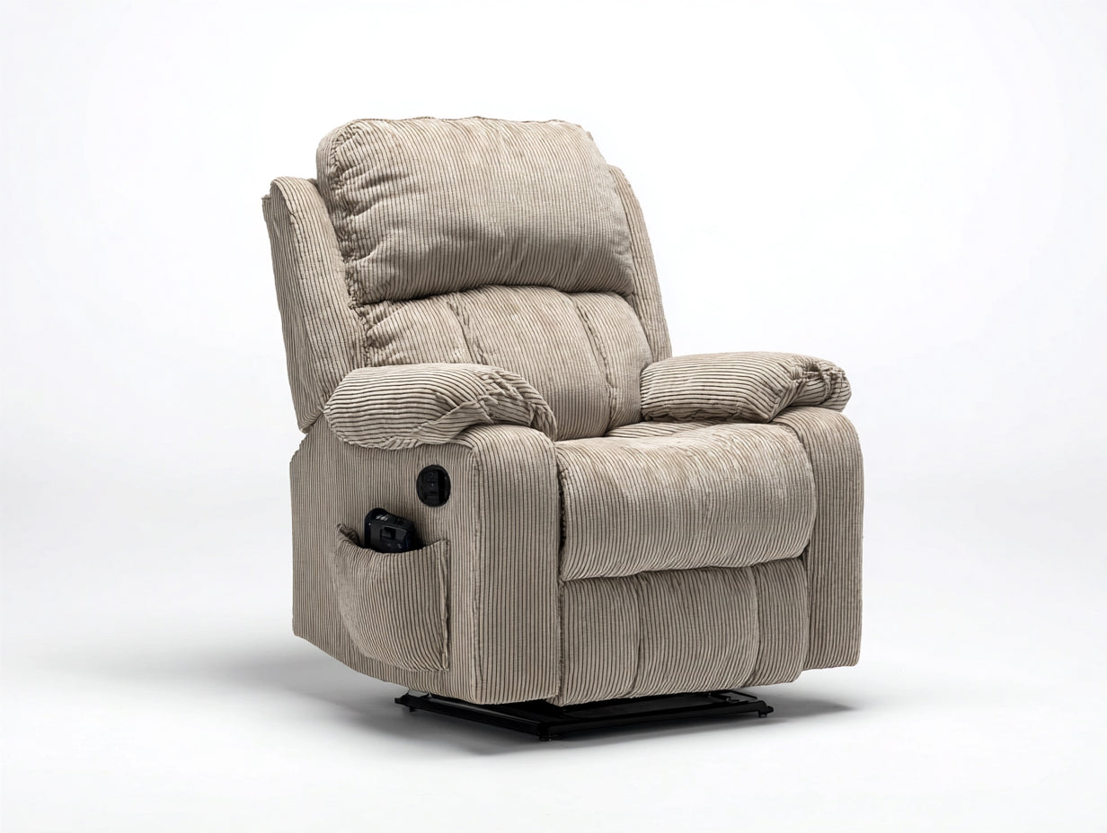 Poltrona reclinabile - velluto a coste-metallo - 101 x 95 x 108 cm - beige - stile contemporaneo