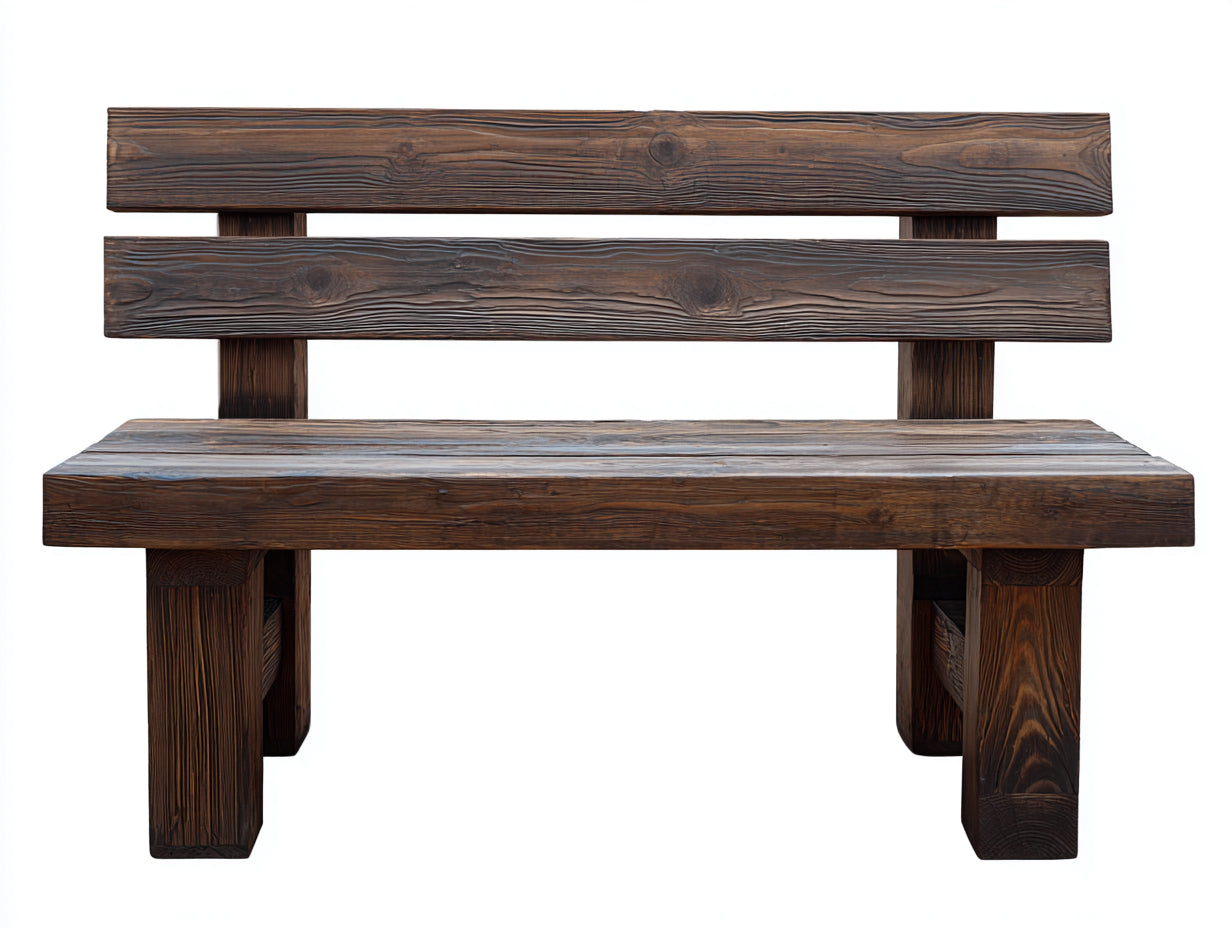 Panche da giardino - Legno massello - 120 x 55 x 85 cm - Marrone scuro - Stile rustico