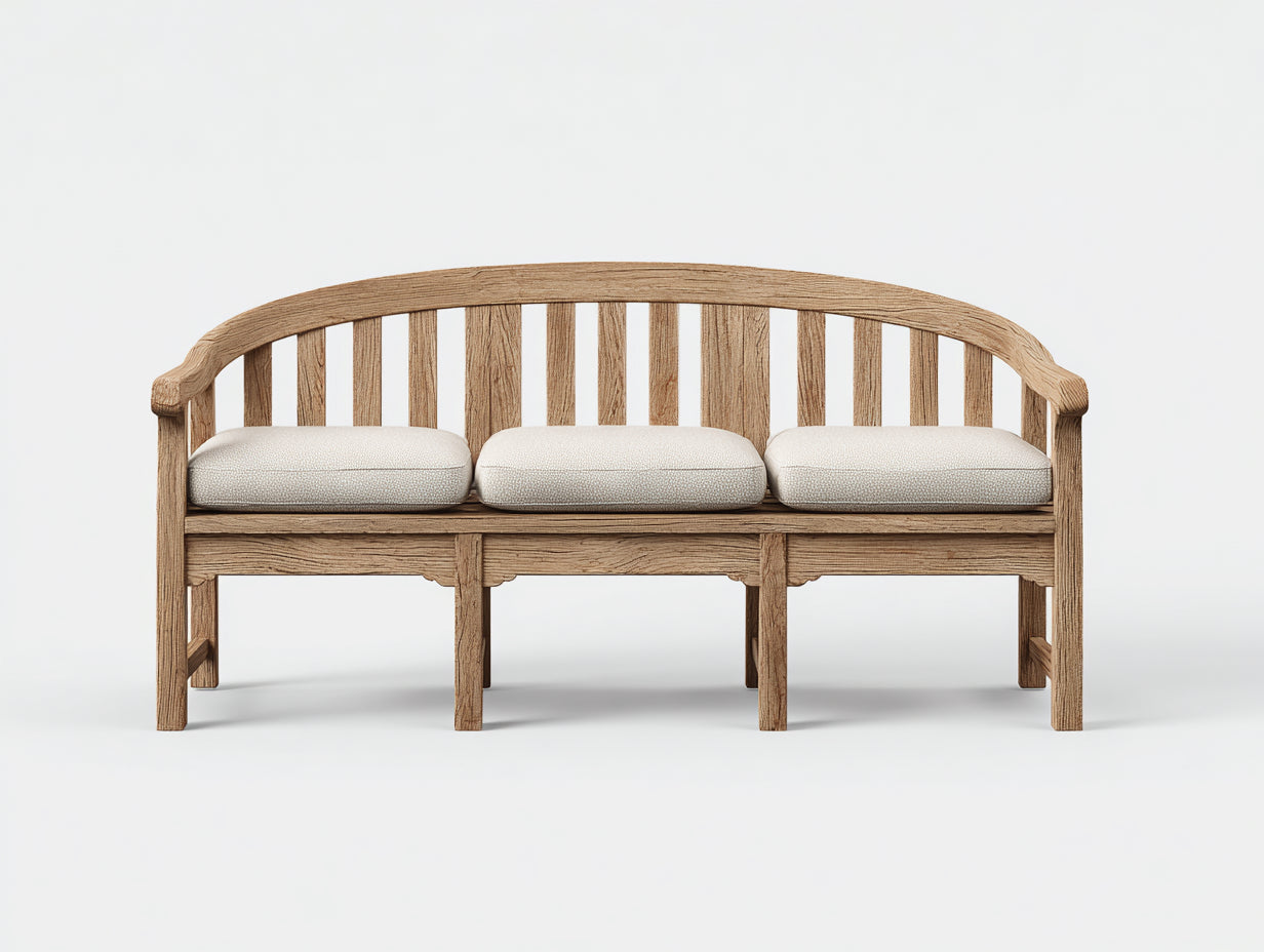 Panche da giardino - Legno - Tessuto - 160 x 58 x 83 cm - Marrone chiaro-Beige - Stile naturale