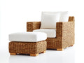 Poltrona da giardino - Fibra vegetale-Legno-Tessuto - 92 x 88 x 86 cm - Marrone miele-Avorio - Stile tropicale