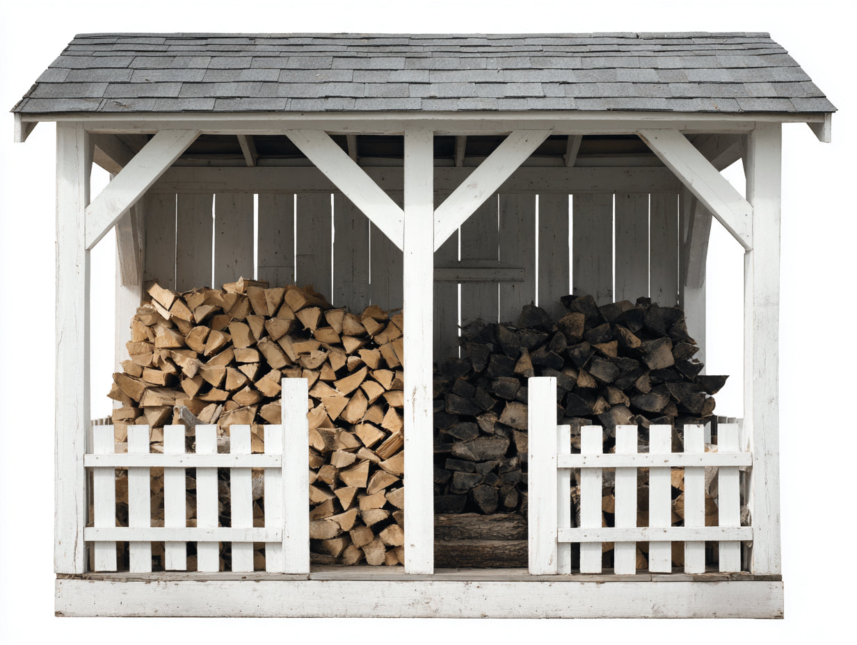 Portalegna - Legno - 200 x 85 x 175 cm - Bianco-Grigio - Stile rustico