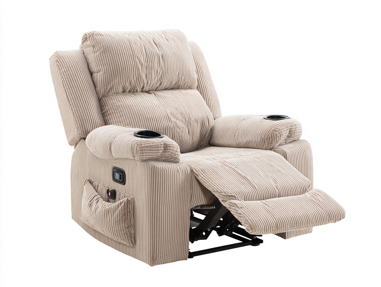 Poltrona reclinabile - tessuto-metallo - 111 x 97 x 107 cm - beige chiaro - stile moderno