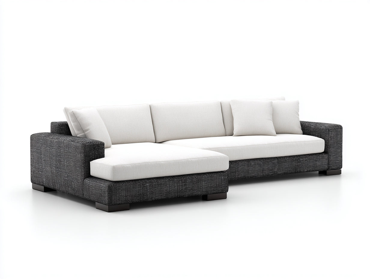 Divano angolare - Tessuto - 320 x 220 x 85 cm - Grigio antracite-Grigio chiaro - Design moderno
