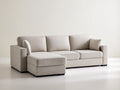 Divano angolare - Tessuto-legno - 278 x 162 x 88 cm - Beige chiaro - Stile moderno