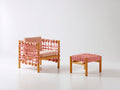 Poltrona da giardino - Legno-Corda-Tessuto - 78 x 76 x 78 cm - Rovere naturale-Rosa corallo - Stile artigianale moderno