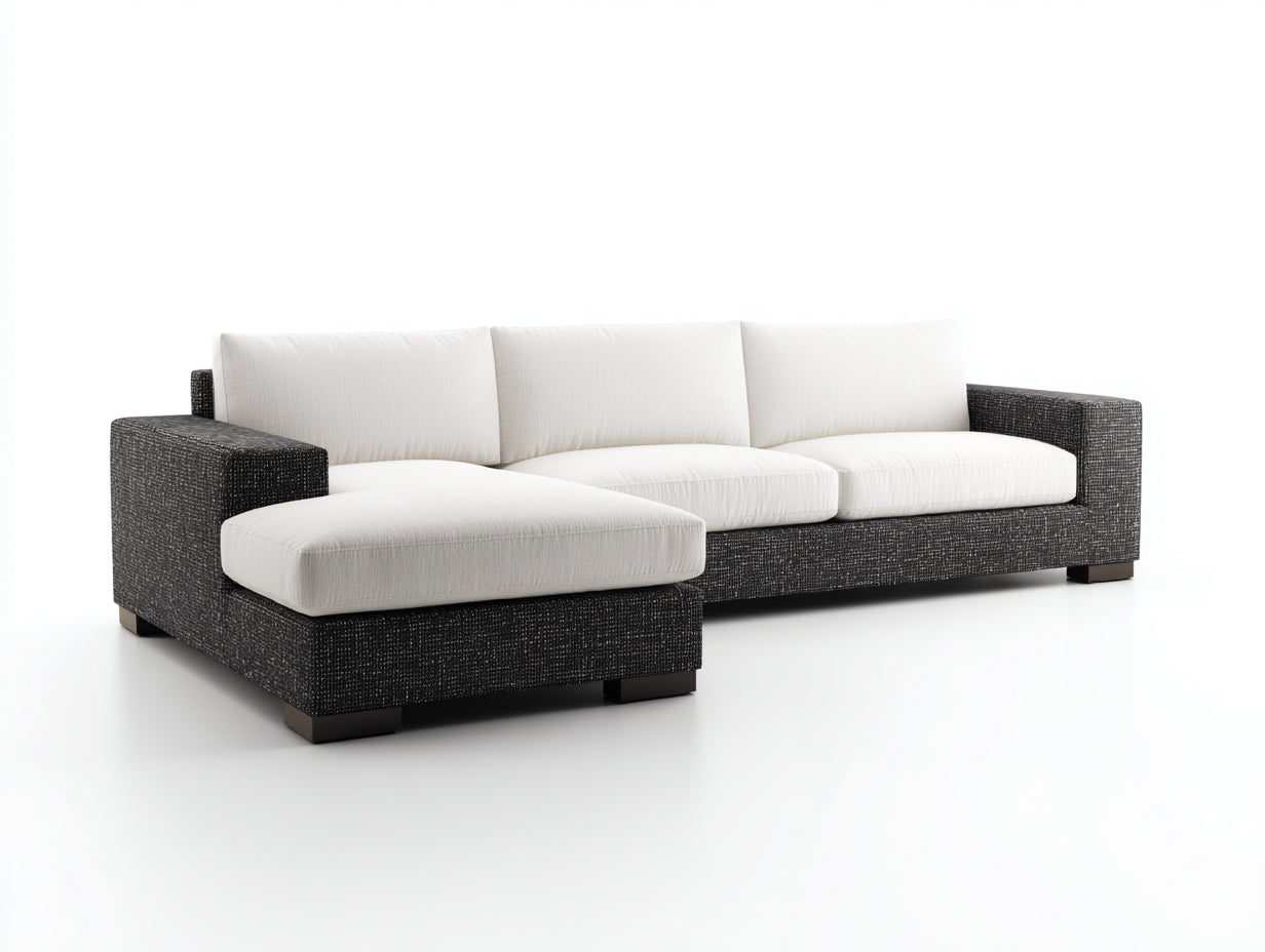 Divano angolare - Tessuto - 300 x 200 x 84 cm - Grigio antracite-Grigio chiaro - Stile moderno