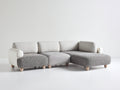 Divano angolare - Tessuto-legno - 292 x 168 x 81 cm - Grigio chiaro-Grigio tortora-Bianco crema - Stile moderno