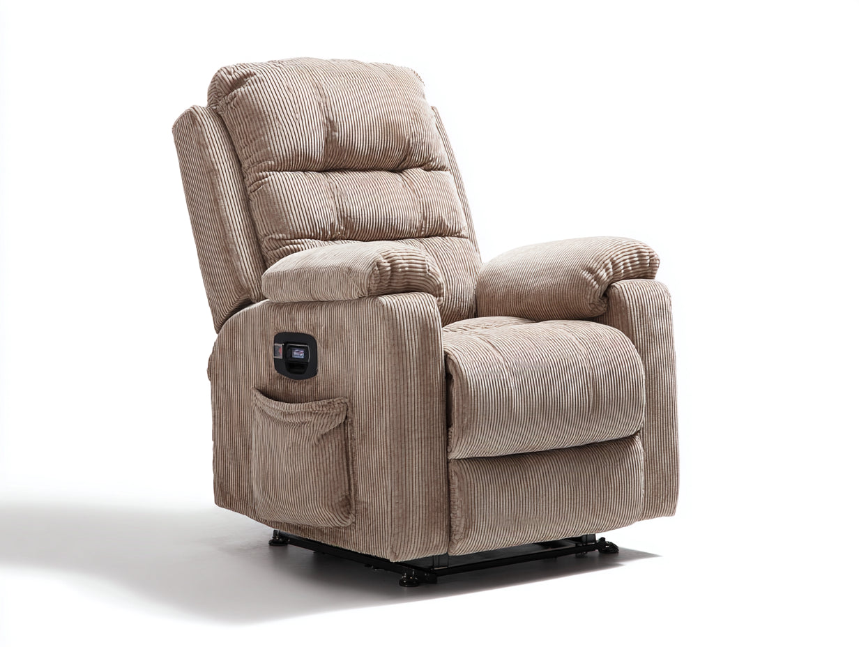 Poltrona reclinabile - tessuto a coste-metallo - 96 x 93 x 108 cm - beige - stile contemporaneo