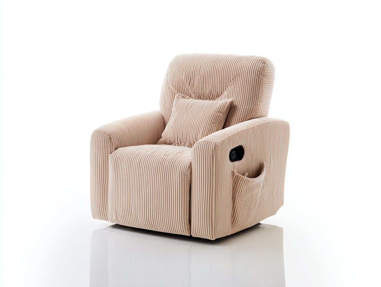 Poltrona reclinabile - tessuto a coste-metallo - 98 x 92 x 103 cm - beige chiaro - stile moderno